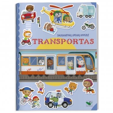 Daugkartinių lipdukų knygelė. Transportas