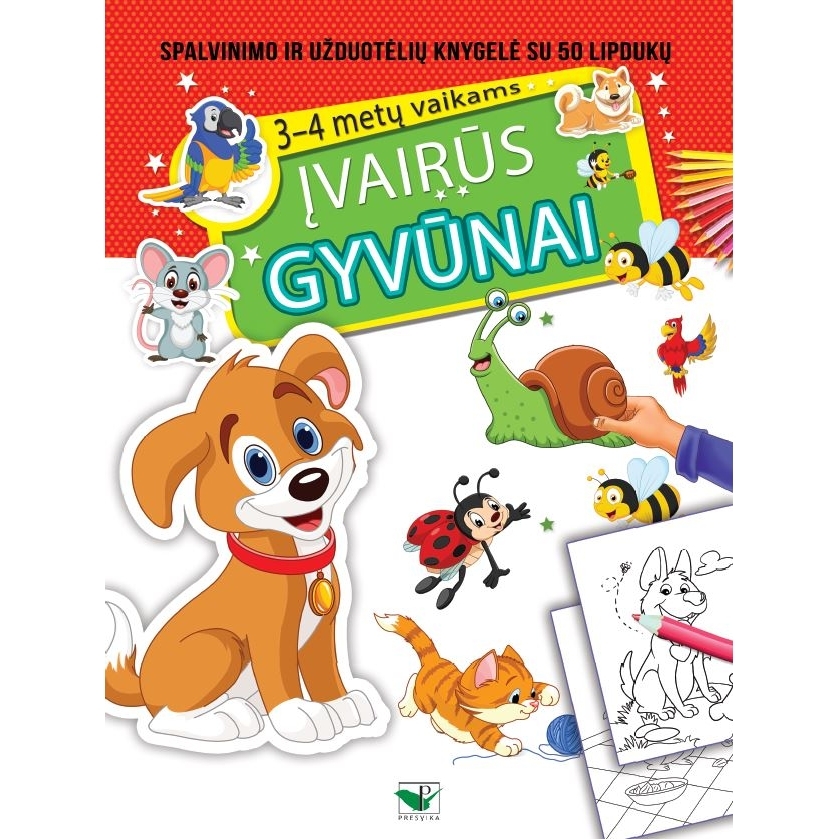 BROKAS. ĮVAIRŪS GYVŪNAI. Spalvinimo ir užduotėlių knygelė su 50 lipdukų 3-4 metų vaikams (grįžę iš prekybos vietų) BROKAS. ĮVAIRŪS GYVŪNAI. Spalvinimo ir užduotėlių knygelė su 50 lipdukų 3-4 metų vaikams (grįžę iš prekybos vietų)