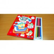 Kalėdinė spalvinimo knyga su 8 spalvotais pieštukais 3-5 metų vaikams (SU MINIMALIAIS DEFEKTAIS)