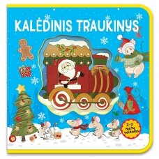 BROKAS!!! Kalėdinis traukinys. 2-3 metų vaikams (putplasčio knyga) (NEDIDELI TRŪKUMAI)