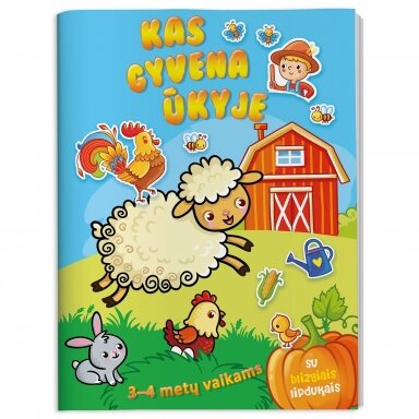 Kas gyvena ūkyje. Su blizgiais lipdukais. 3-4 metų vaikams Kas gyvena ūkyje. Su blizgiais lipdukais. 3-4 metų vaikams