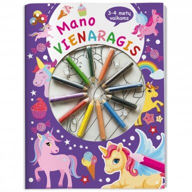 Mano vienaragis. 3-4 metų vaikams. Su 12 pieštukų Mano vienaragis. 3-4 metų vaikams. Su 12 pieštukų